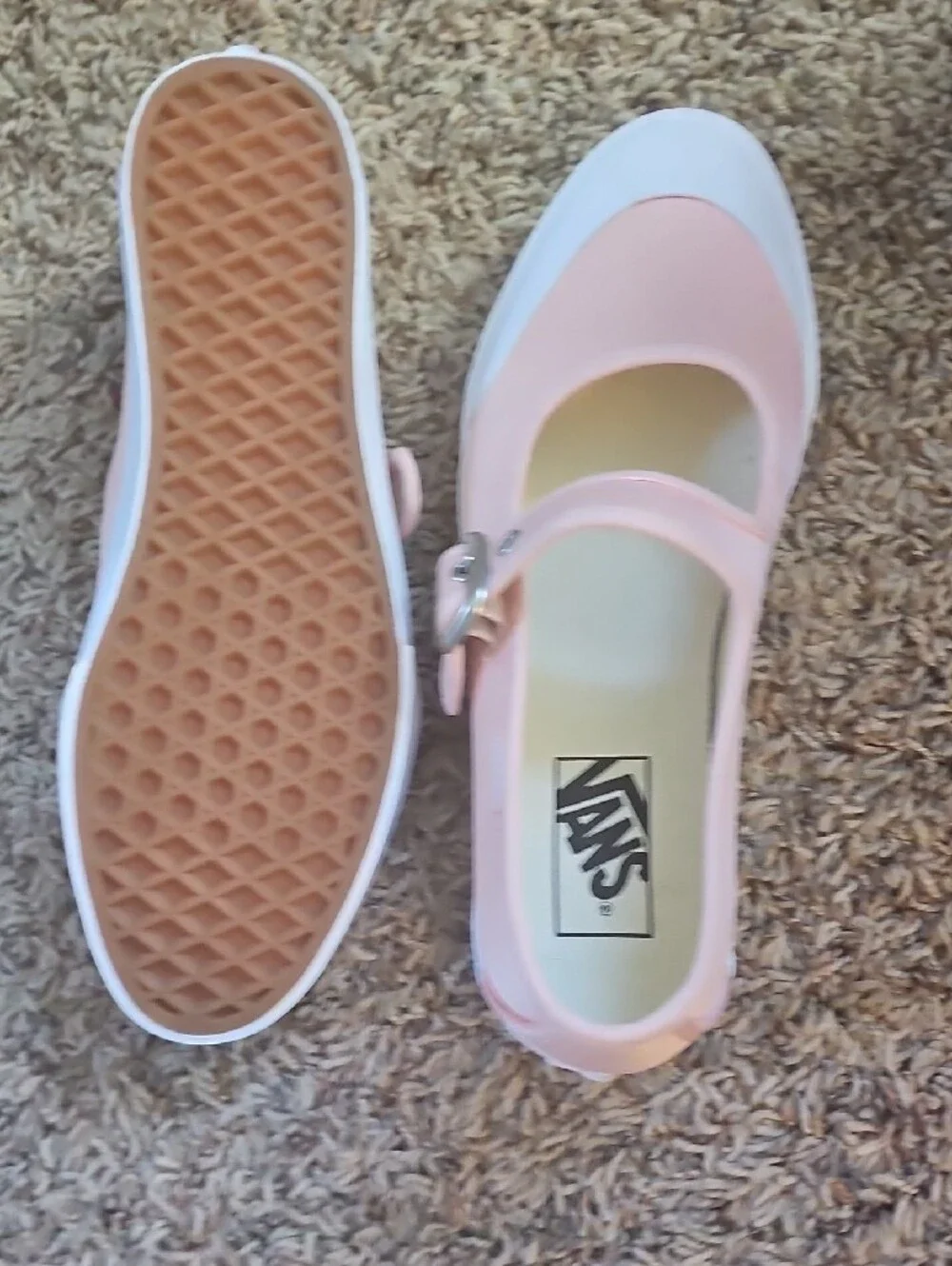 Vans Kids Pale Pink Mary-Jane Sneakers with White Toe